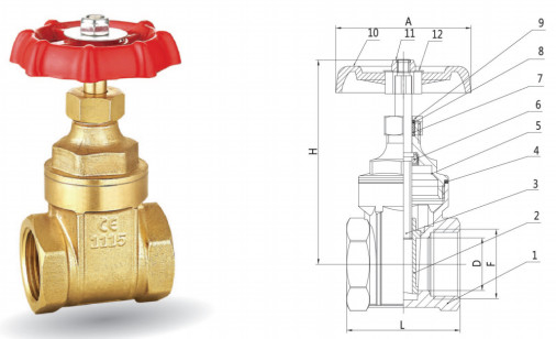 1-1/2 "200 PSI FNPT End Low Lead Mosiężny zawór zasuwowy do oleju wodnego lub powietrza